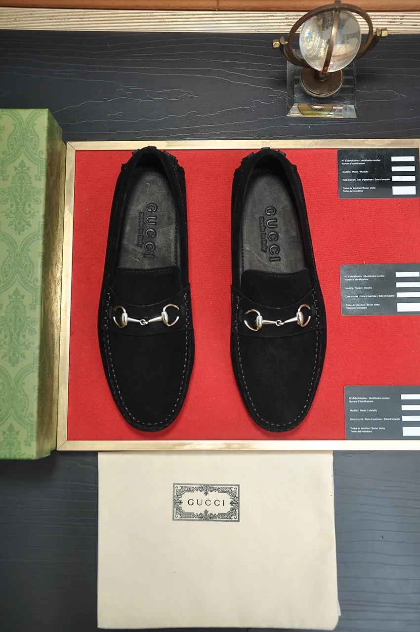 Men's Men's Shoes💰420💶【GUCCI】 (High-end Niuli) New 🍀Gucci*——Gucci Doudou Shoes! Made of imported original cowhide, the inner top layer is comfortable cowhide lining! Original wear-resistant rubber outsole! High quality products! Code number 38-44!
